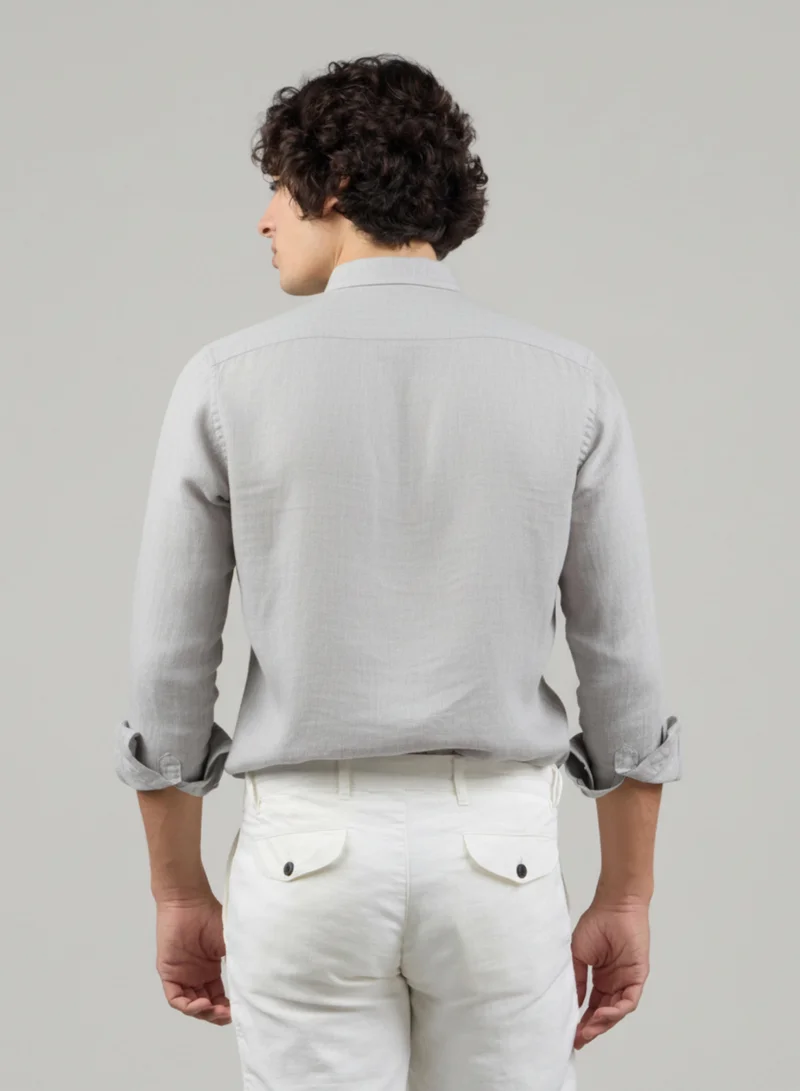 Just Nature Grey 100% Linen Classic Fit Shirt for Men | Best Price UAE